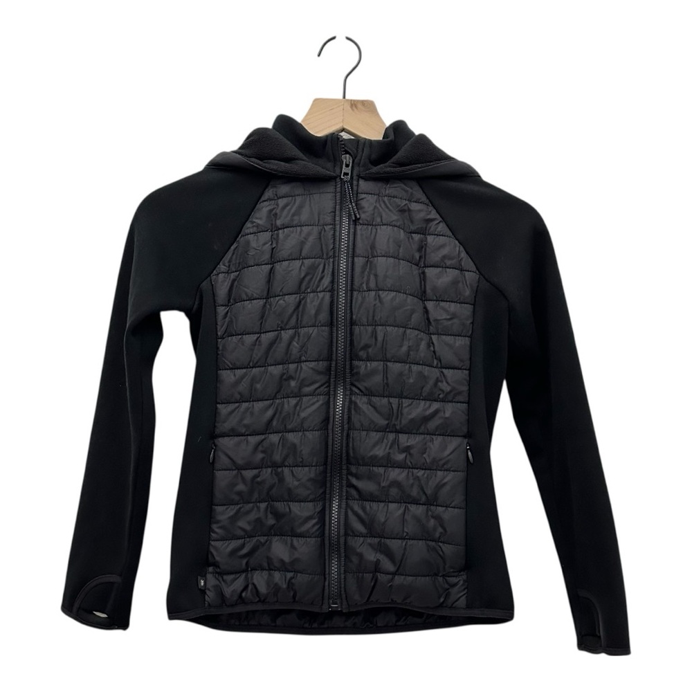 Athleta Girls Black Full Zip Nylon Lightweight Hoodie Puffer Jacket Size M - Picture 1 of 10